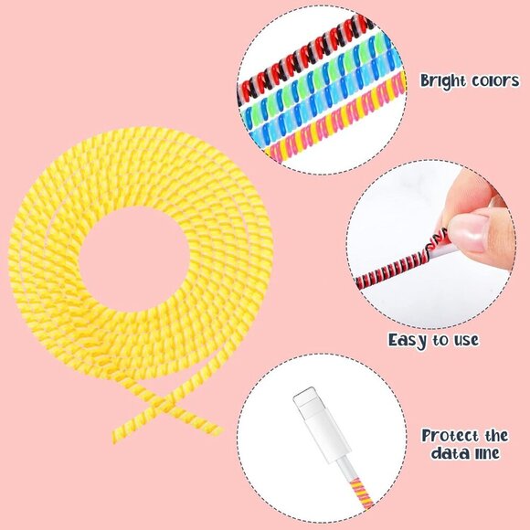 15 Pcs Spiral Cable Protector Colorful PVC Spiral Phone Charger Headphone Cable - Picture 2 of 7